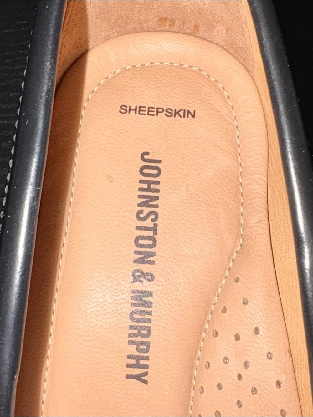 Johnston & Murphy Hayes Penny Loafers Black Sheepskin Leather Size 8.5 M NIB